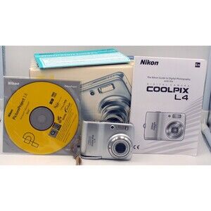 Nikon Coolpix L4 Digital Compact Camera 4 MP  3X Zoom 2.0 Screen w/box-cable-CD